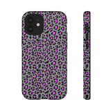 Grey and Pink Leopard Print Tough Phone Case