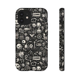 Creepy Doodle Skulls Print Tough Phone Cases