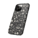 Creepy Doodle Skulls Print Tough Phone Cases