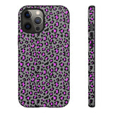 Grey and Pink Leopard Print Tough Phone Case