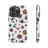White Old School Retro Tattoo Tough Phone Case