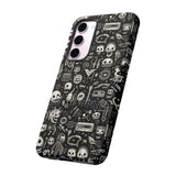 Creepy Doodle Skulls Print Tough Phone Cases