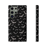 Black Spooky Bat Print Tough Phone Cases