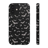 Black Spooky Bat Print Tough Phone Cases