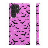 Pink Spooky Bat Print Tough Phone Cases
