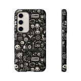 Creepy Doodle Skulls Print Tough Phone Cases