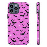 Pink Spooky Bat Print Tough Phone Cases