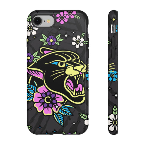 Floral Panther Print Tough Phone Case