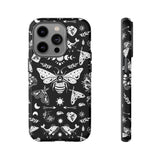 Black Celestial Witchy Moth Goth Tough Phone Case
