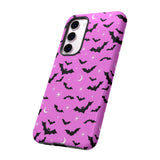 Pink Spooky Bat Print Tough Phone Cases