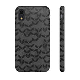 Grey Spooky Bat Print Tough Phone Cases