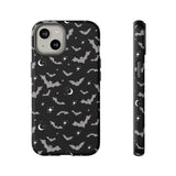 Black Spooky Bat Print Tough Phone Cases