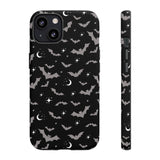 Black Spooky Bat Print Tough Phone Cases