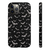 Black Spooky Bat Print Tough Phone Cases