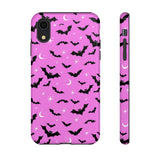 Pink Spooky Bat Print Tough Phone Cases