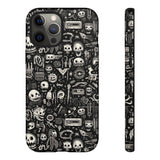 Creepy Doodle Skulls Print Tough Phone Cases