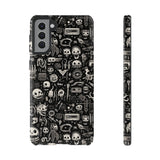 Creepy Doodle Skulls Print Tough Phone Cases