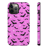 Pink Spooky Bat Print Tough Phone Cases