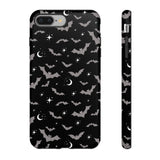 Black Spooky Bat Print Tough Phone Cases