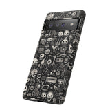 Creepy Doodle Skulls Print Tough Phone Cases