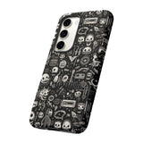 Creepy Doodle Skulls Print Tough Phone Cases