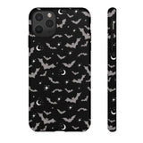 Black Spooky Bat Print Tough Phone Cases
