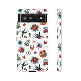 White Old School Retro Tattoo Tough Phone Case