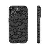 Grey Spooky Bat Print Tough Phone Cases
