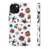 White Old School Retro Tattoo Tough Phone Case