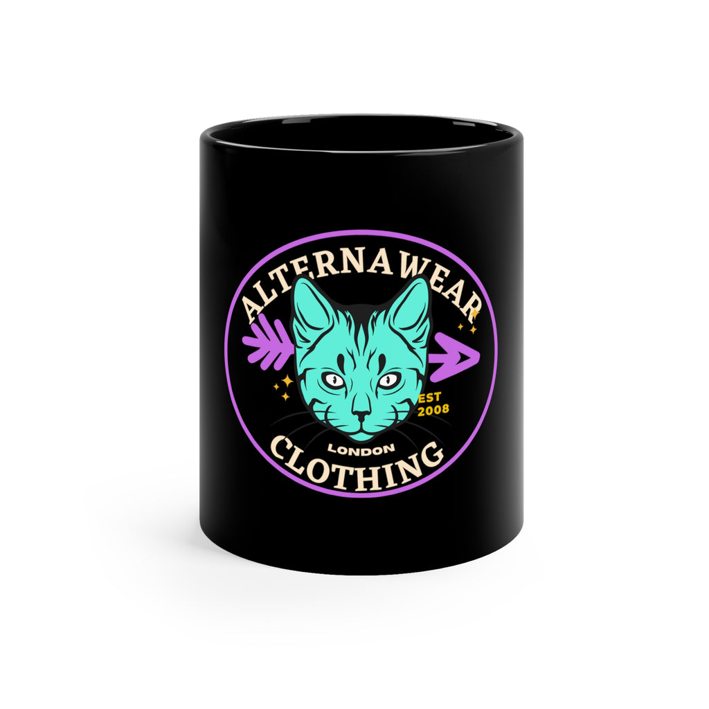 Alternawear Oval Cat Tattoo 11oz Black Mug