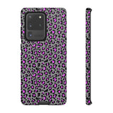Grey and Pink Leopard Print Tough Phone Case