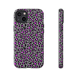Grey and Pink Leopard Print Tough Phone Case