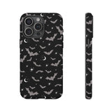 Black Spooky Bat Print Tough Phone Cases