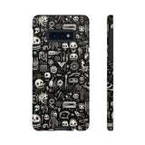 Creepy Doodle Skulls Print Tough Phone Cases