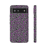 Grey and Pink Leopard Print Tough Phone Case