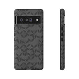 Grey Spooky Bat Print Tough Phone Cases