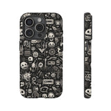 Creepy Doodle Skulls Print Tough Phone Cases