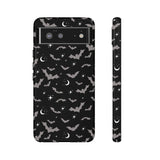 Black Spooky Bat Print Tough Phone Cases