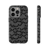Grey Spooky Bat Print Tough Phone Cases
