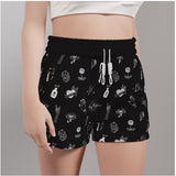 Black and White Doodle Tattoo Punk Casual Shorts