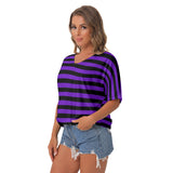 Purple & Black Striped Batwing T-shirt
