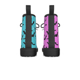 Mismatched Pink & Blue Bat Print Boots