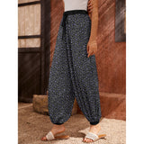 Lilac and Grey Leopard Print Alternative Casual Unisex Harem Pants Trousers