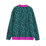 Turquoise Zebra with Pink Trim Print Cardigan Unisex