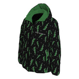 Green Lightening Bolt Print Goth Winter Padded Down Coat Unisex XS to 6XL Plus Size