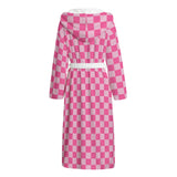 pink checkered cosy snuggly warm dressing gown bathrobe