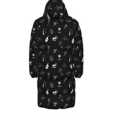 Black & White Doodle Tattoo Goth Winter Padded Down Coat Waterproof Unisex XS to 4XL