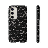 Black Spooky Bat Print Tough Phone Cases