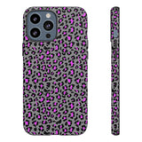 Grey and Pink Leopard Print Tough Phone Case