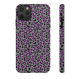 Grey and Pink Leopard Print Tough Phone Case